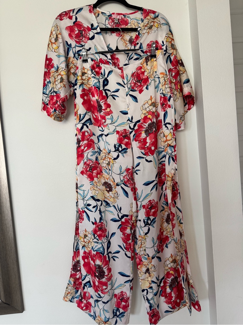 Guess White Maxi Dress with Red and Yellow Floral Print
